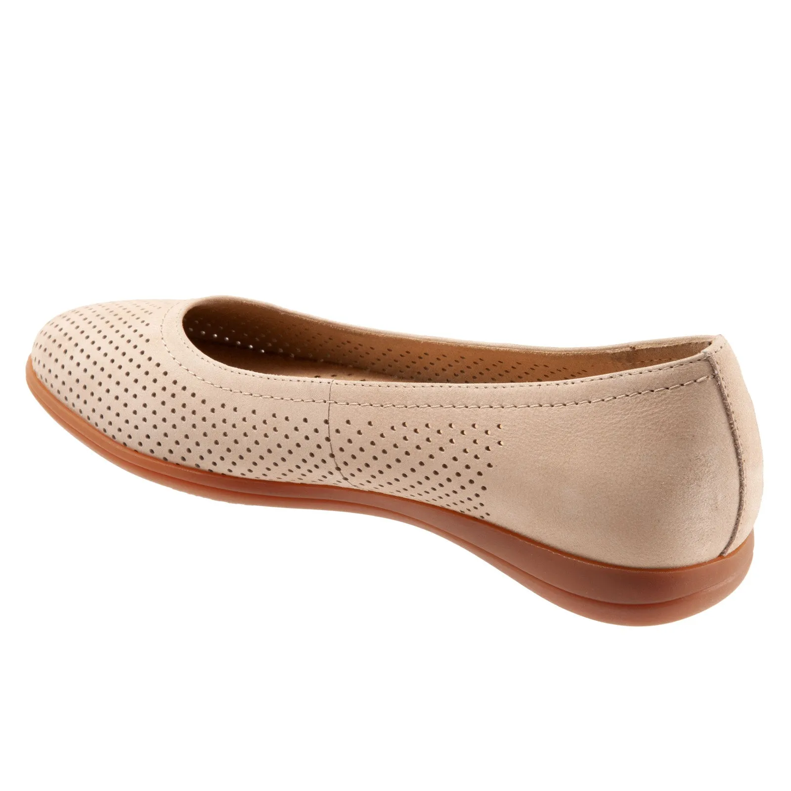 Trotters Darcey T1904-277 Womens Beige Wide Leather Ballet Flats Shoes