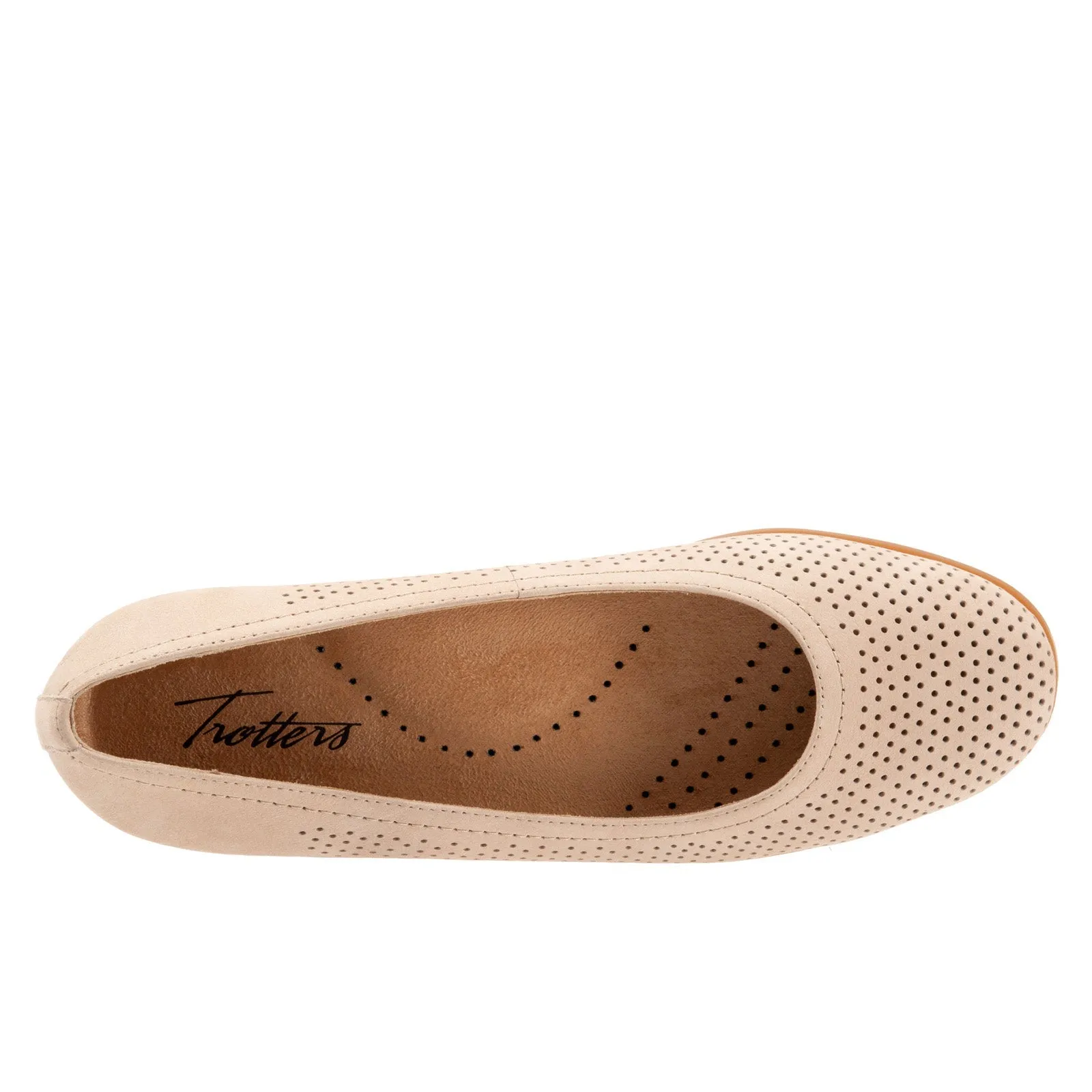 Trotters Darcey T1904-277 Womens Beige Wide Leather Ballet Flats Shoes