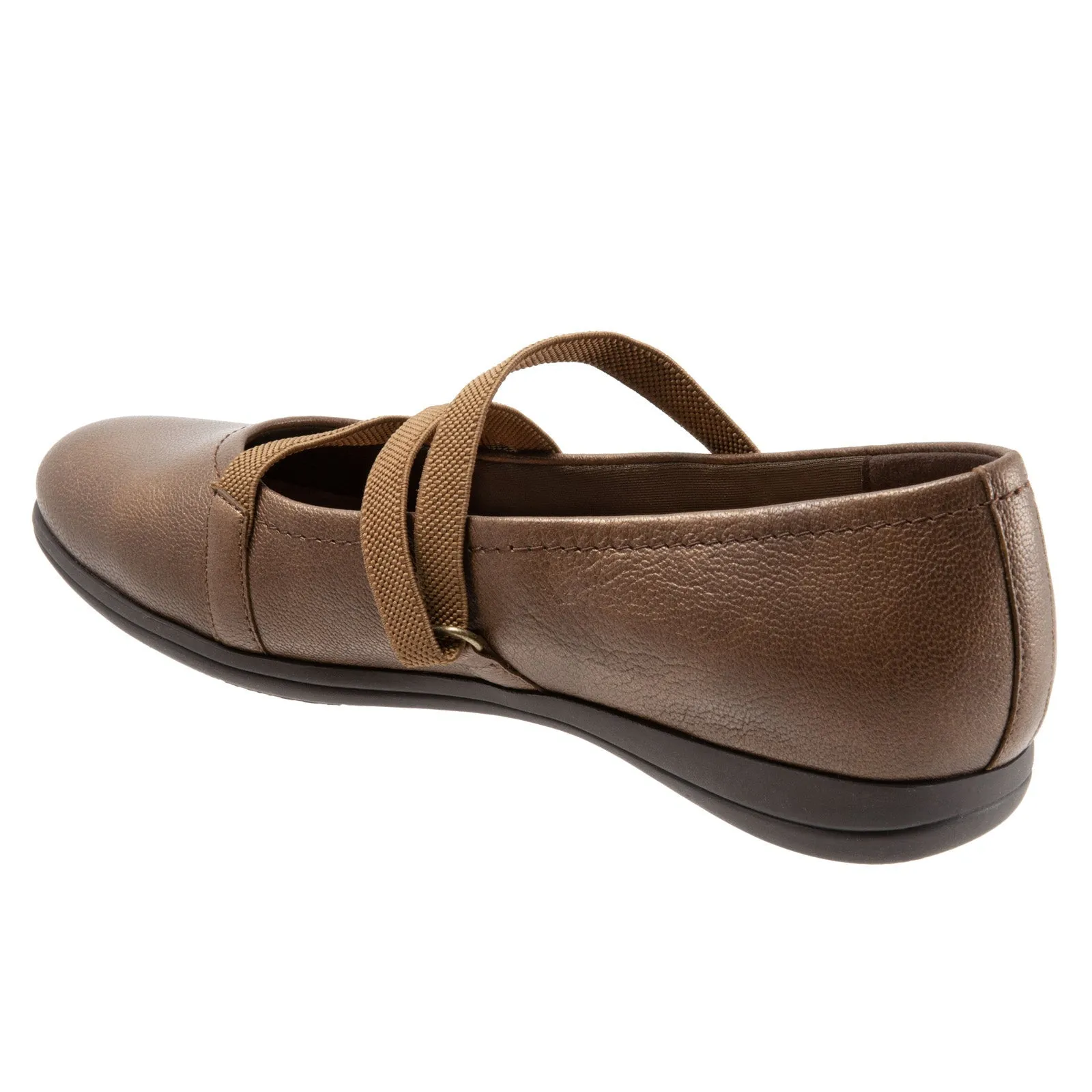 Trotters Della T1953-222 Womens Brown Leather Slip On Ballet Flats Shoes