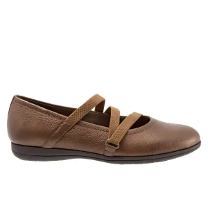 Trotters Della T1953-222 Womens Brown Leather Slip On Ballet Flats Shoes
