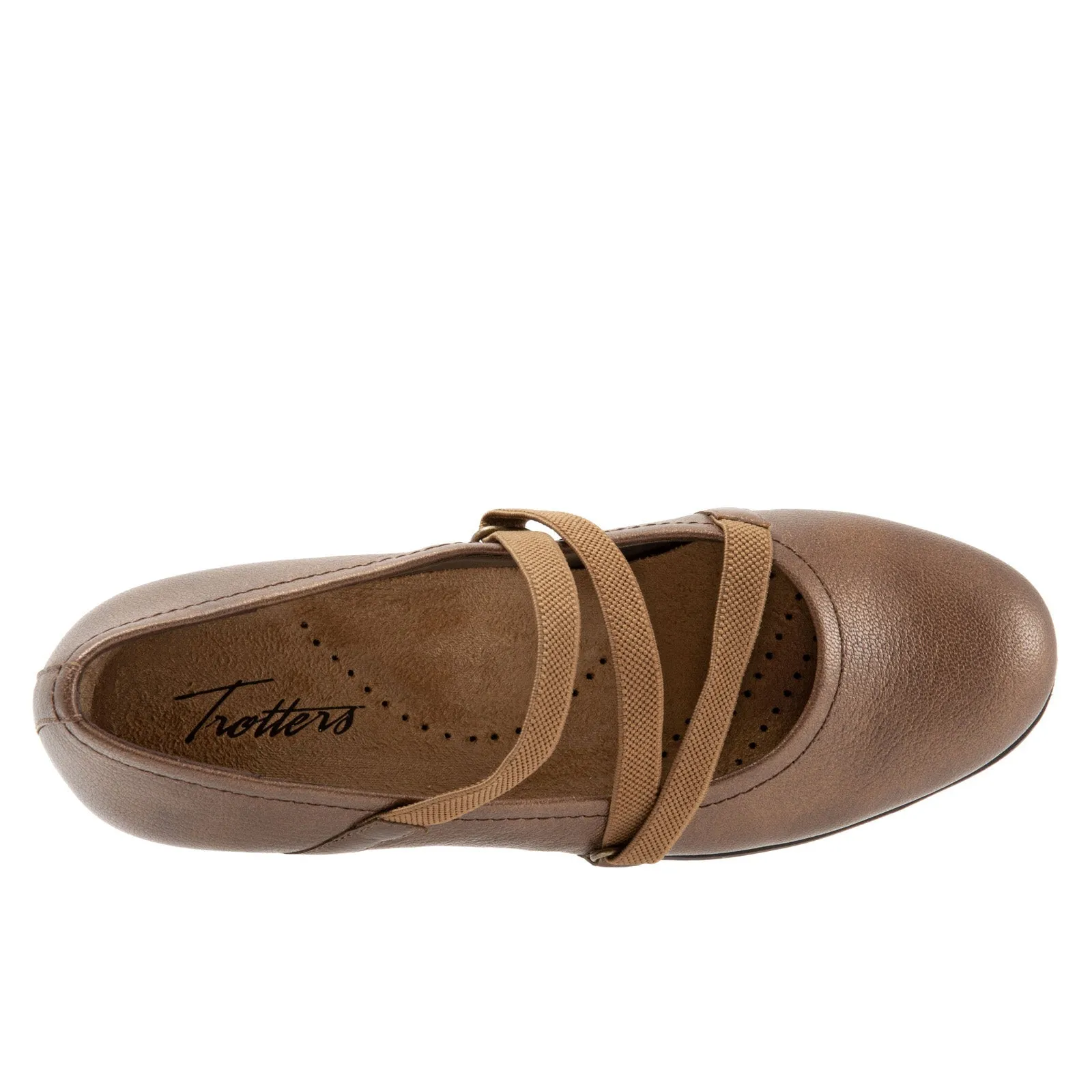 Trotters Della T1953-222 Womens Brown Leather Slip On Ballet Flats Shoes