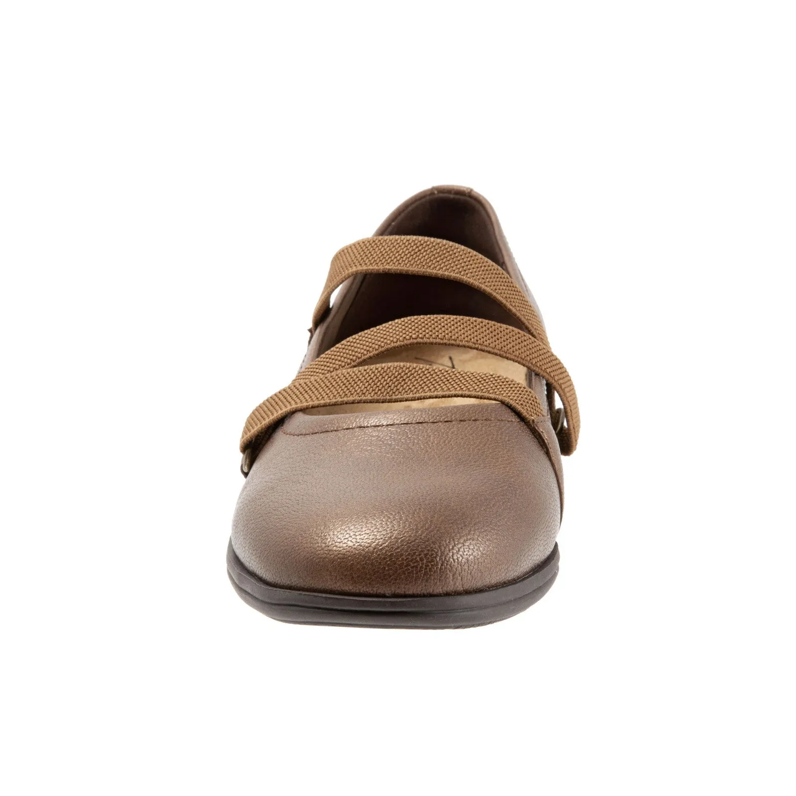 Trotters Della T1953-222 Womens Brown Leather Slip On Ballet Flats Shoes