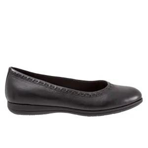 Trotters Dixie T2217-001 Womens Black Extra Wide Leather Ballet Flats Shoes