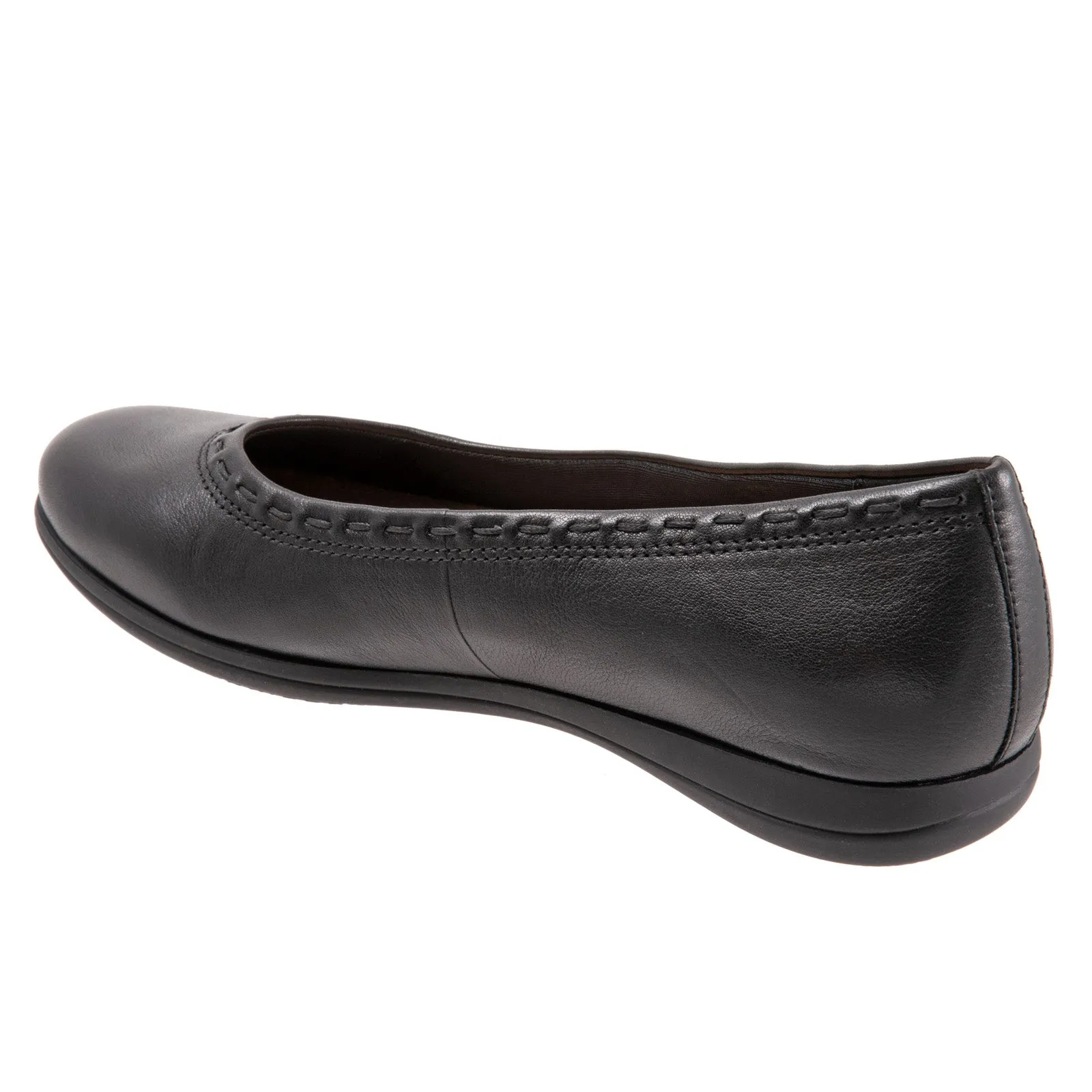 Trotters Dixie T2217-001 Womens Black Extra Wide Leather Ballet Flats Shoes