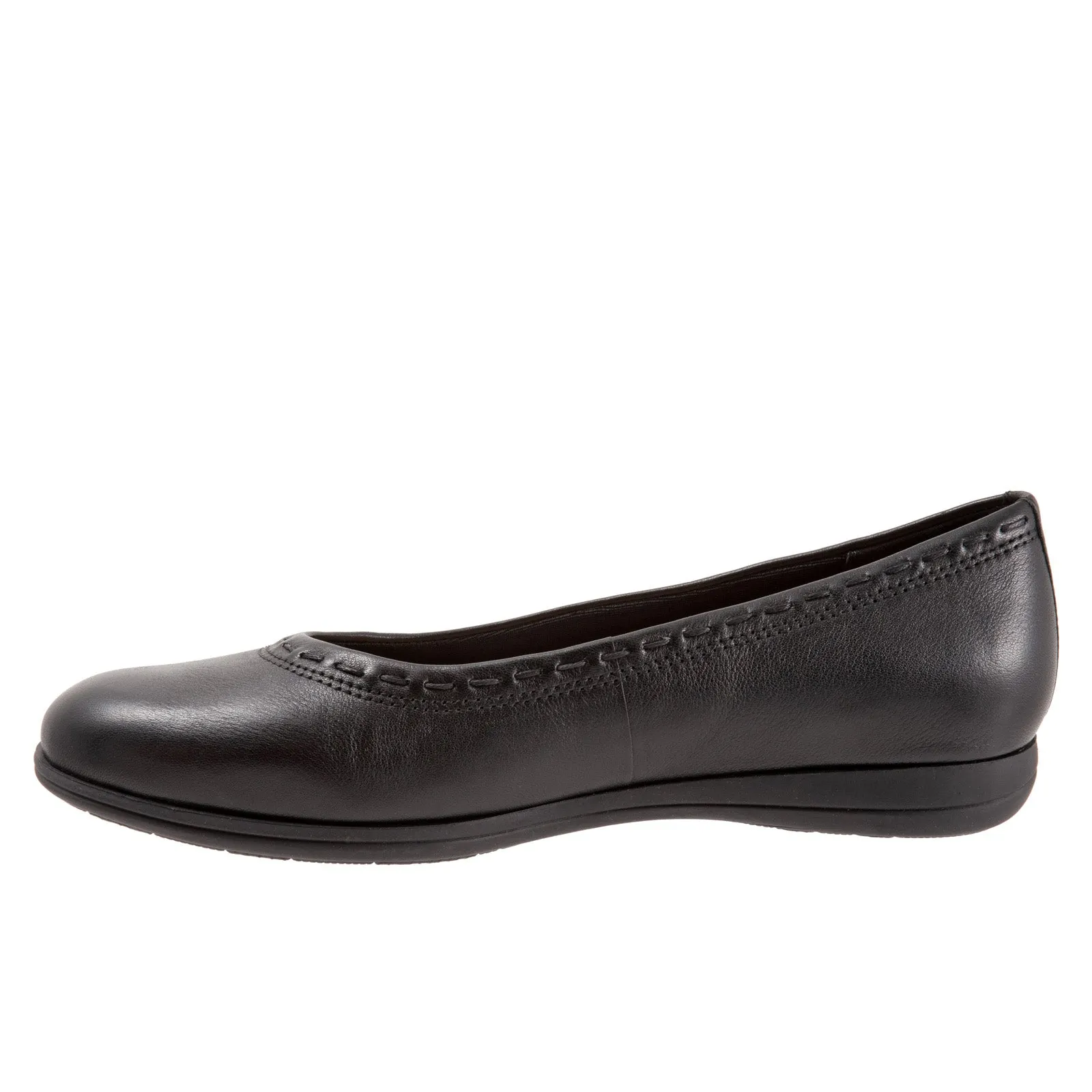 Trotters Dixie T2217-001 Womens Black Extra Wide Leather Ballet Flats Shoes