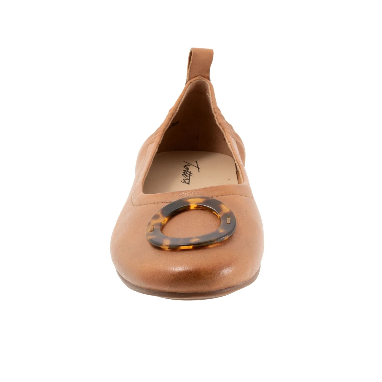 Trotters Gia Ornamen T2324-215 Womens Brown Narrow Leather Ballet Flats Shoes