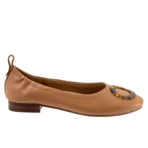 Trotters Gia Ornamen T2324-215 Womens Brown Narrow Leather Ballet Flats Shoes