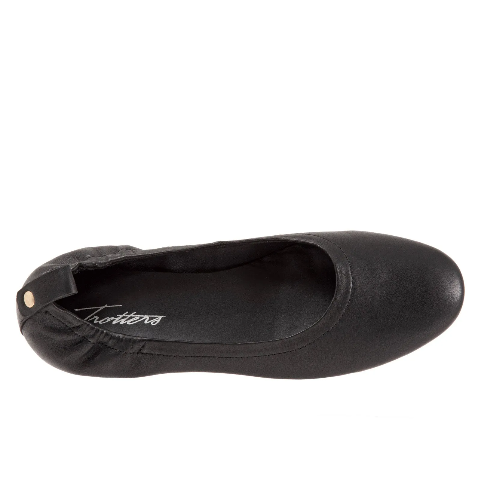 Trotters Gia T2252-001 Womens Black Leather Slip On Ballet Flats Shoes