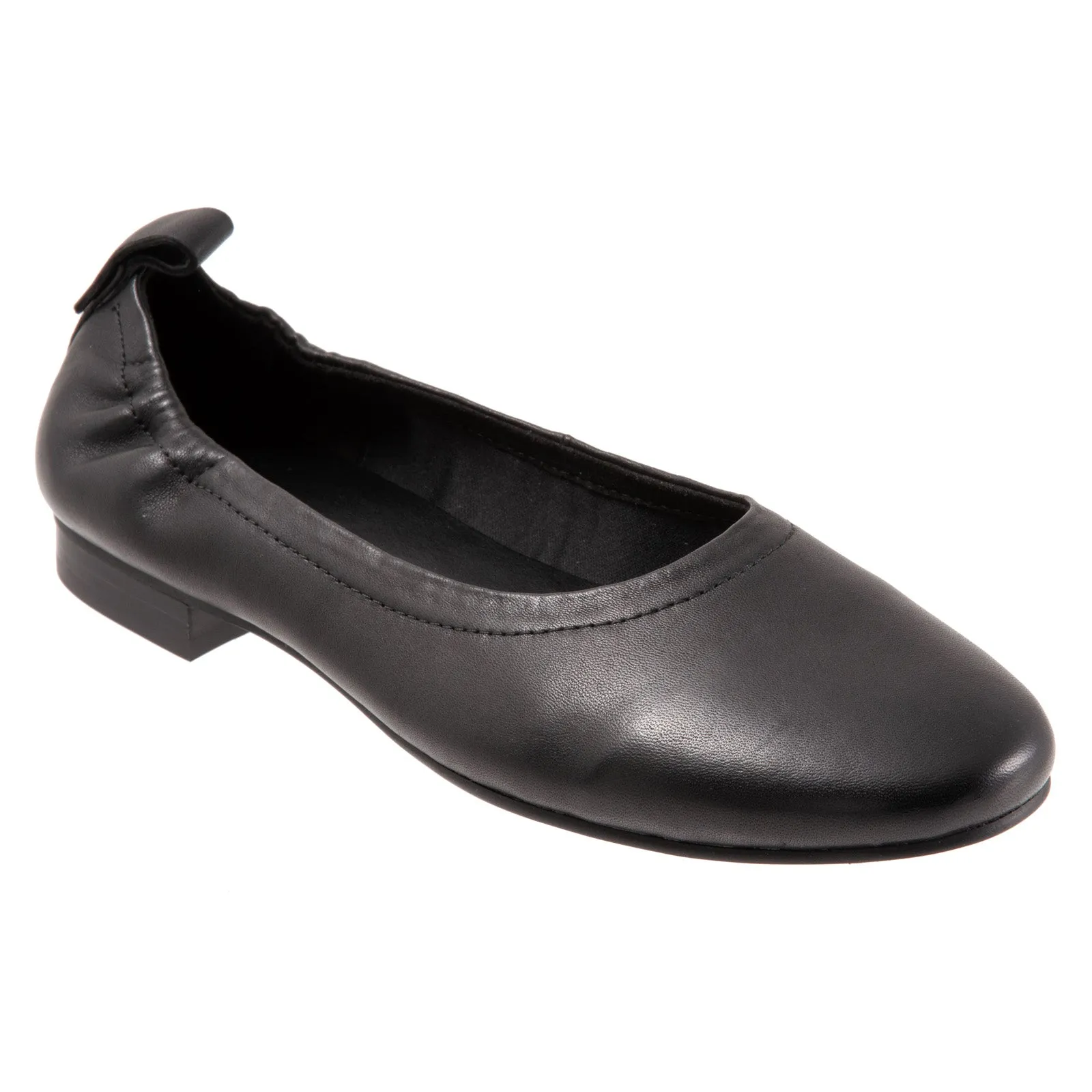 Trotters Gia T2252-001 Womens Black Leather Slip On Ballet Flats Shoes