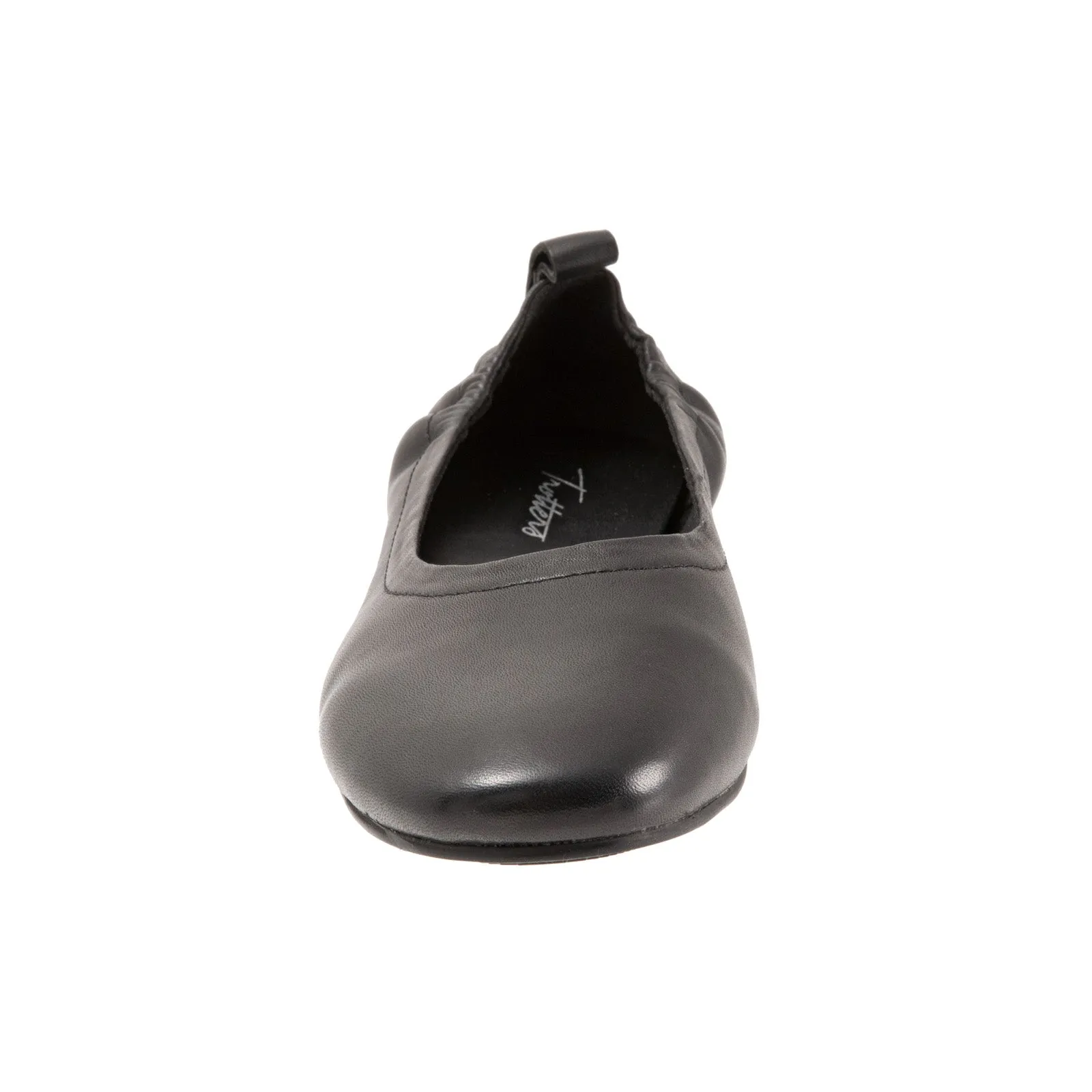 Trotters Gia T2252-001 Womens Black Leather Slip On Ballet Flats Shoes