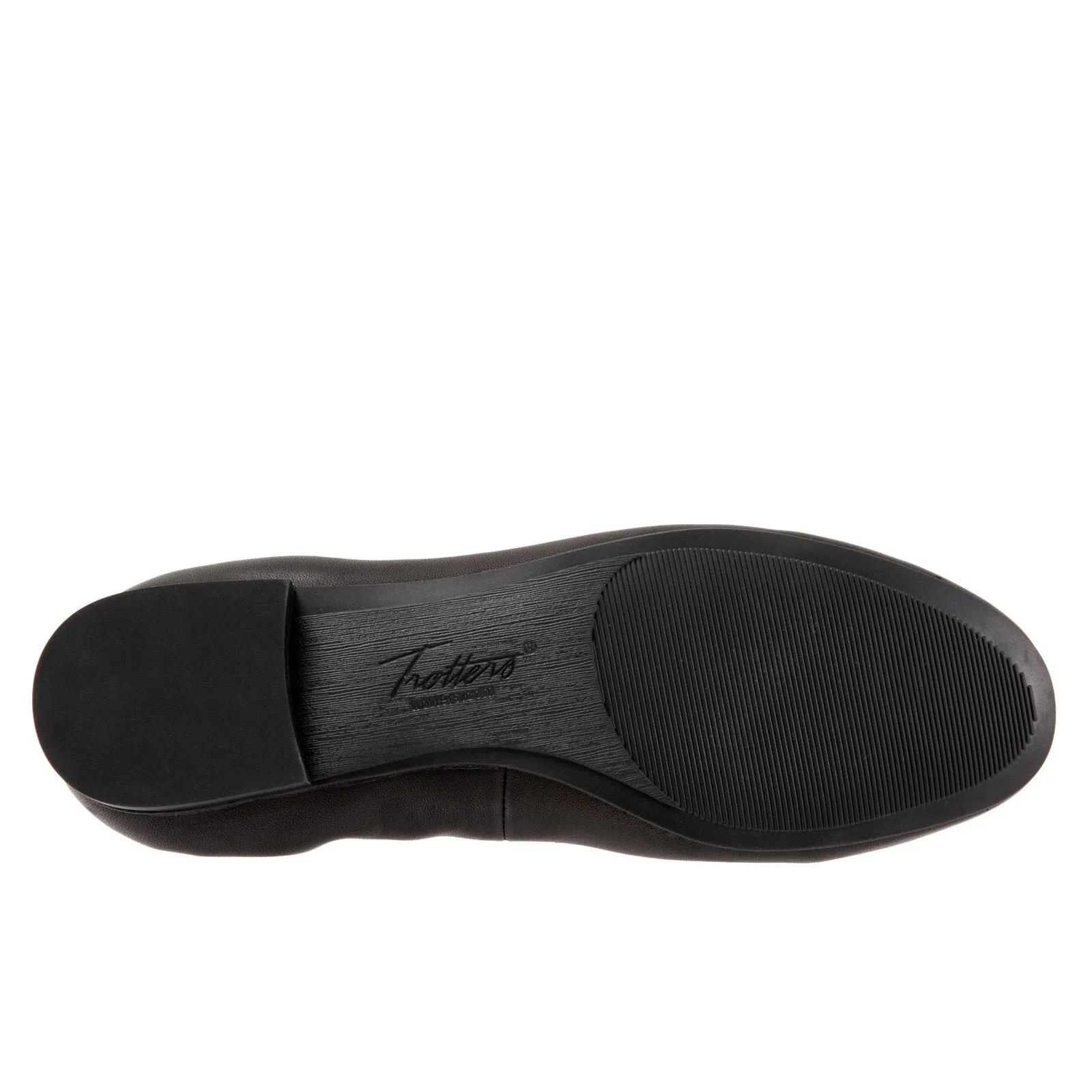 Trotters Gia T2252-001 Womens Black Leather Slip On Ballet Flats Shoes