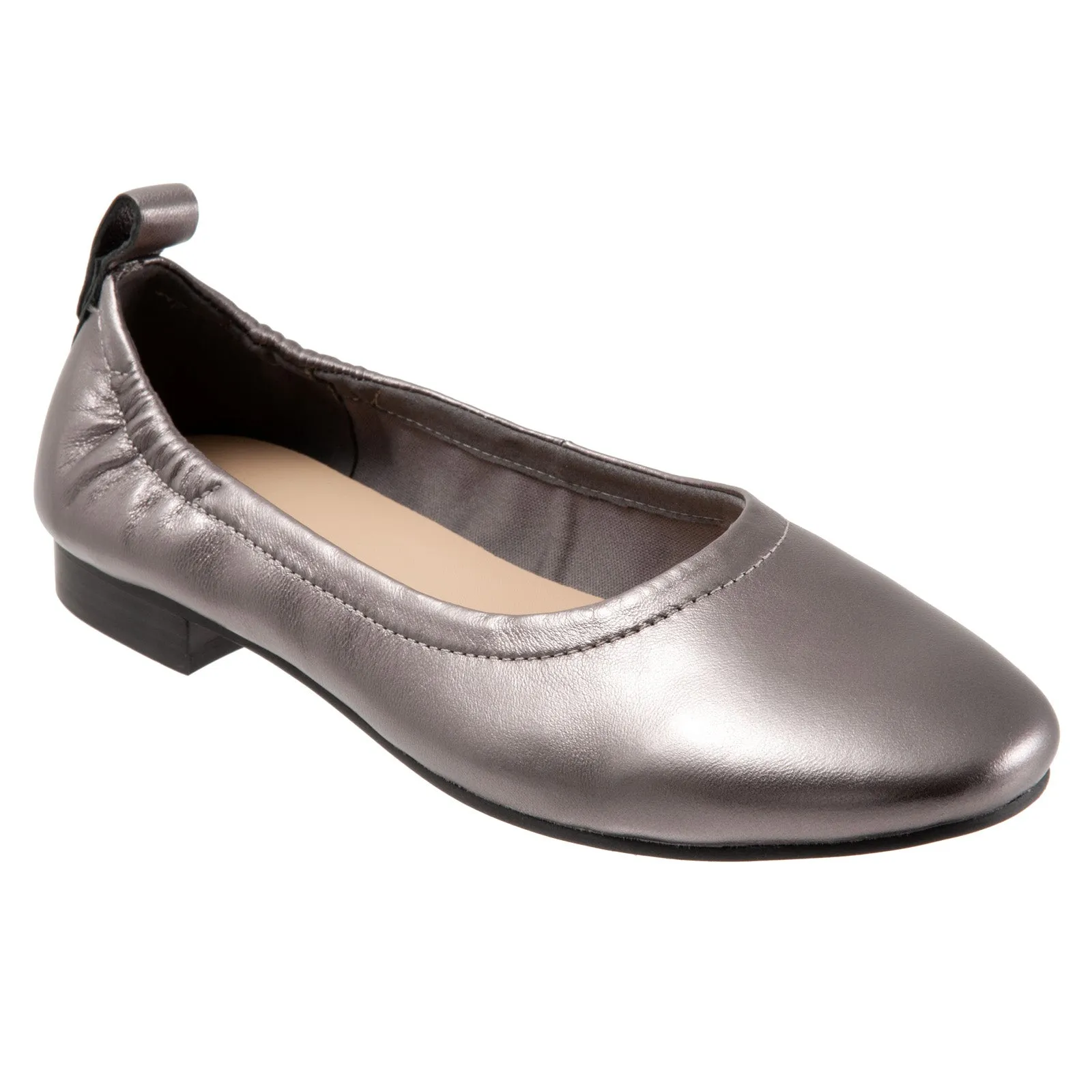 Trotters Gia T2252-033 Womens Gray Narrow Leather Ballet Flats Shoes