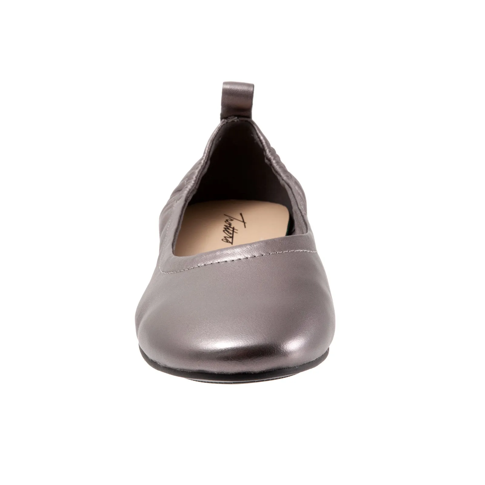 Trotters Gia T2252-033 Womens Gray Narrow Leather Ballet Flats Shoes