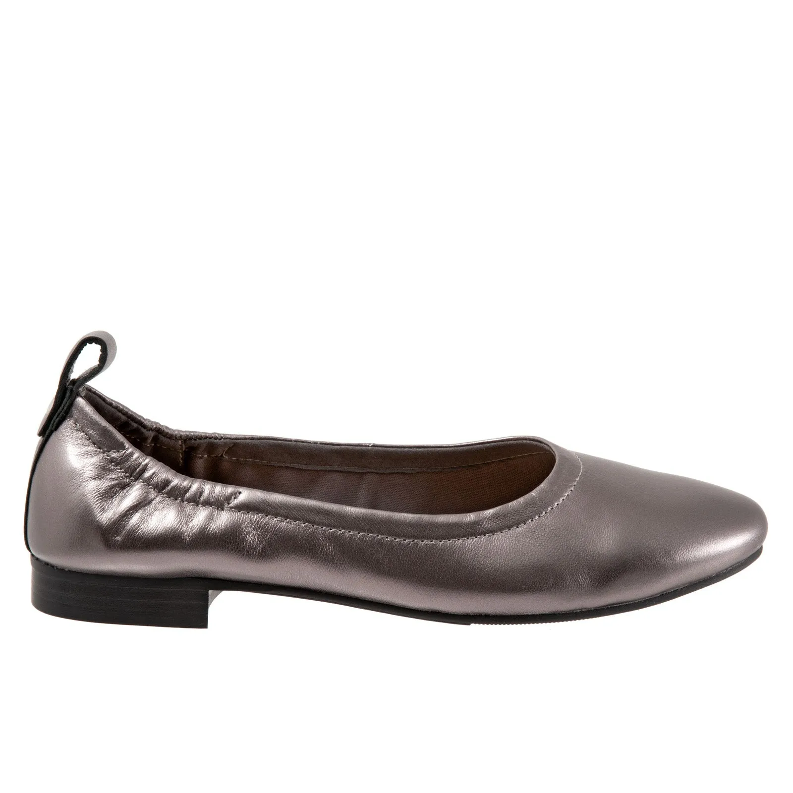 Trotters Gia T2252-033 Womens Gray Narrow Leather Ballet Flats Shoes