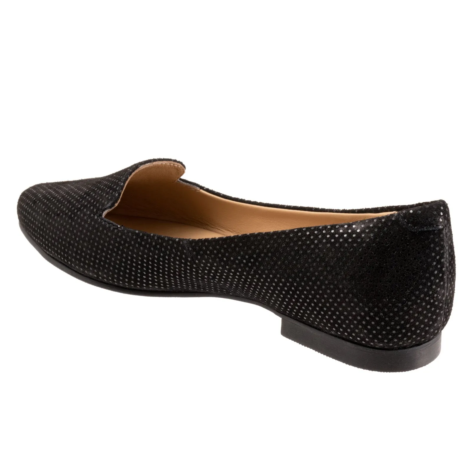 Trotters Harlowe T1707-053 Womens Black Narrow Suede Ballet Flats Shoes