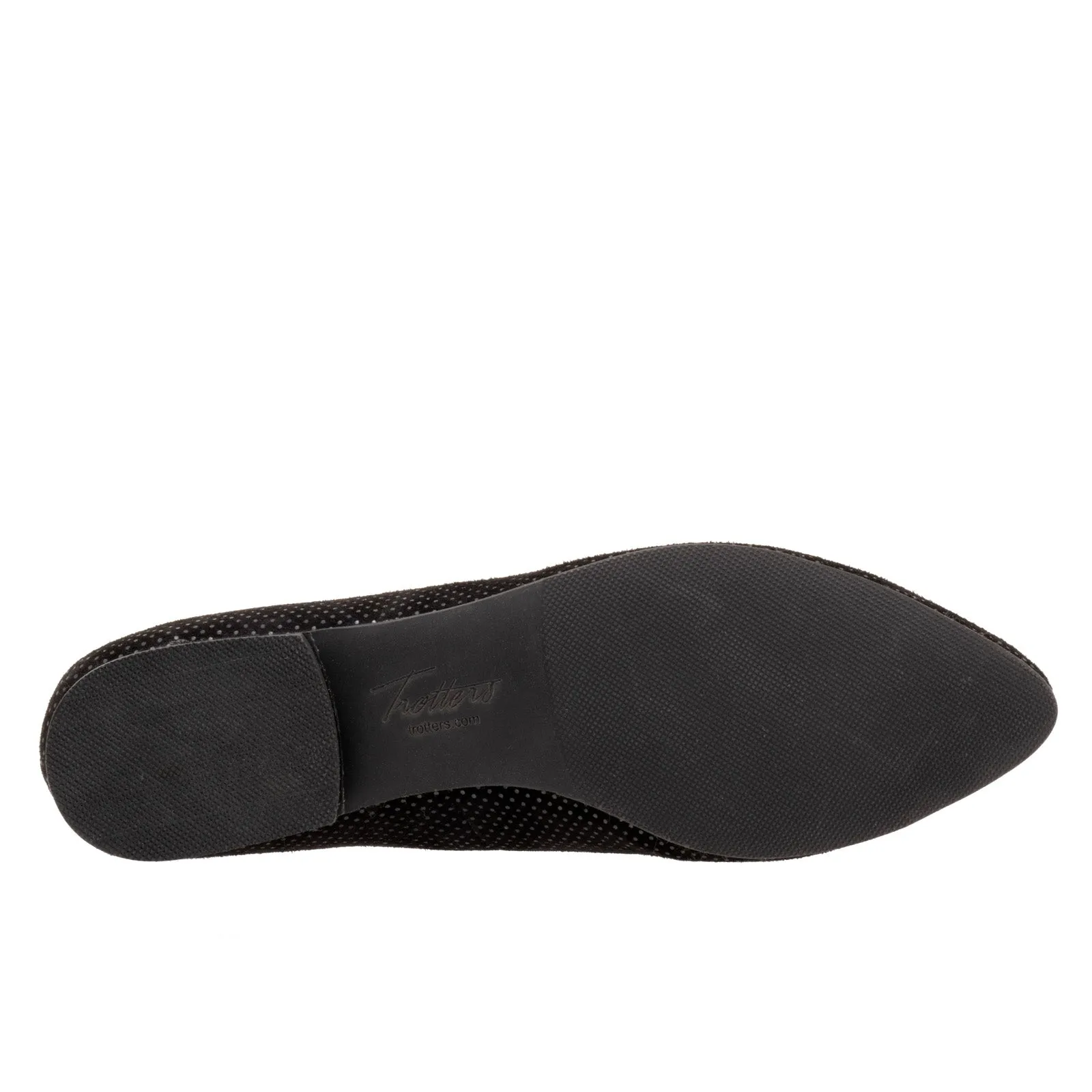 Trotters Harlowe T1707-053 Womens Black Narrow Suede Ballet Flats Shoes