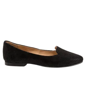 Trotters Harlowe T1707-053 Womens Black Narrow Suede Ballet Flats Shoes
