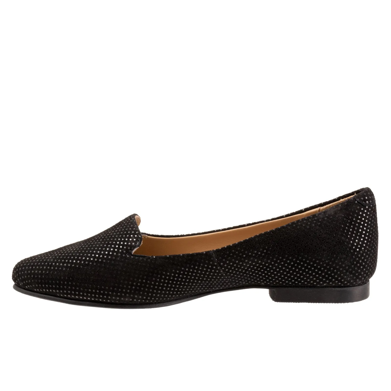 Trotters Harlowe T1707-053 Womens Black Narrow Suede Ballet Flats Shoes