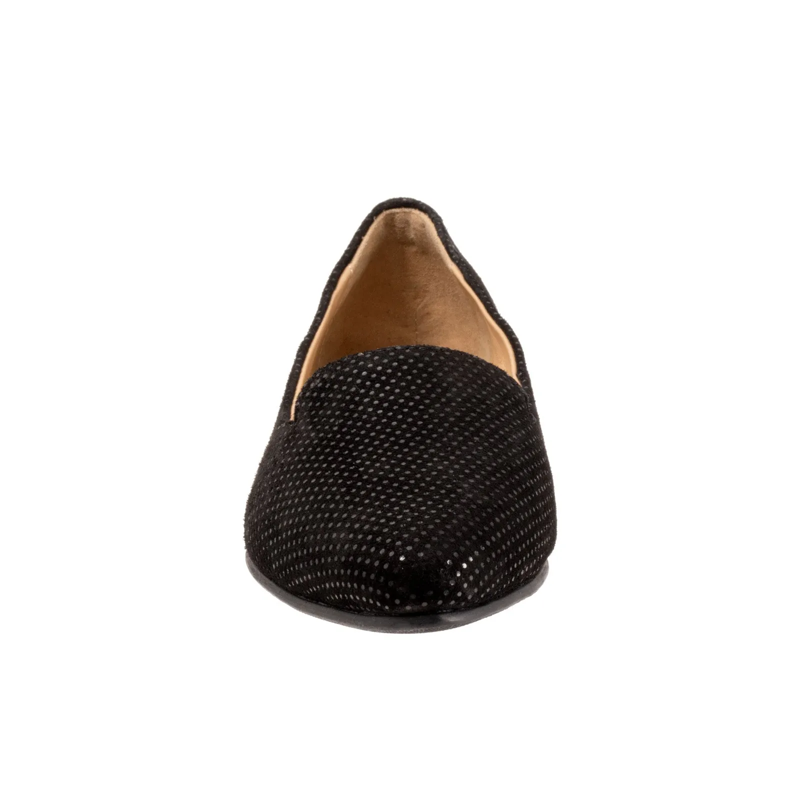 Trotters Harlowe T1707-053 Womens Black Narrow Suede Ballet Flats Shoes