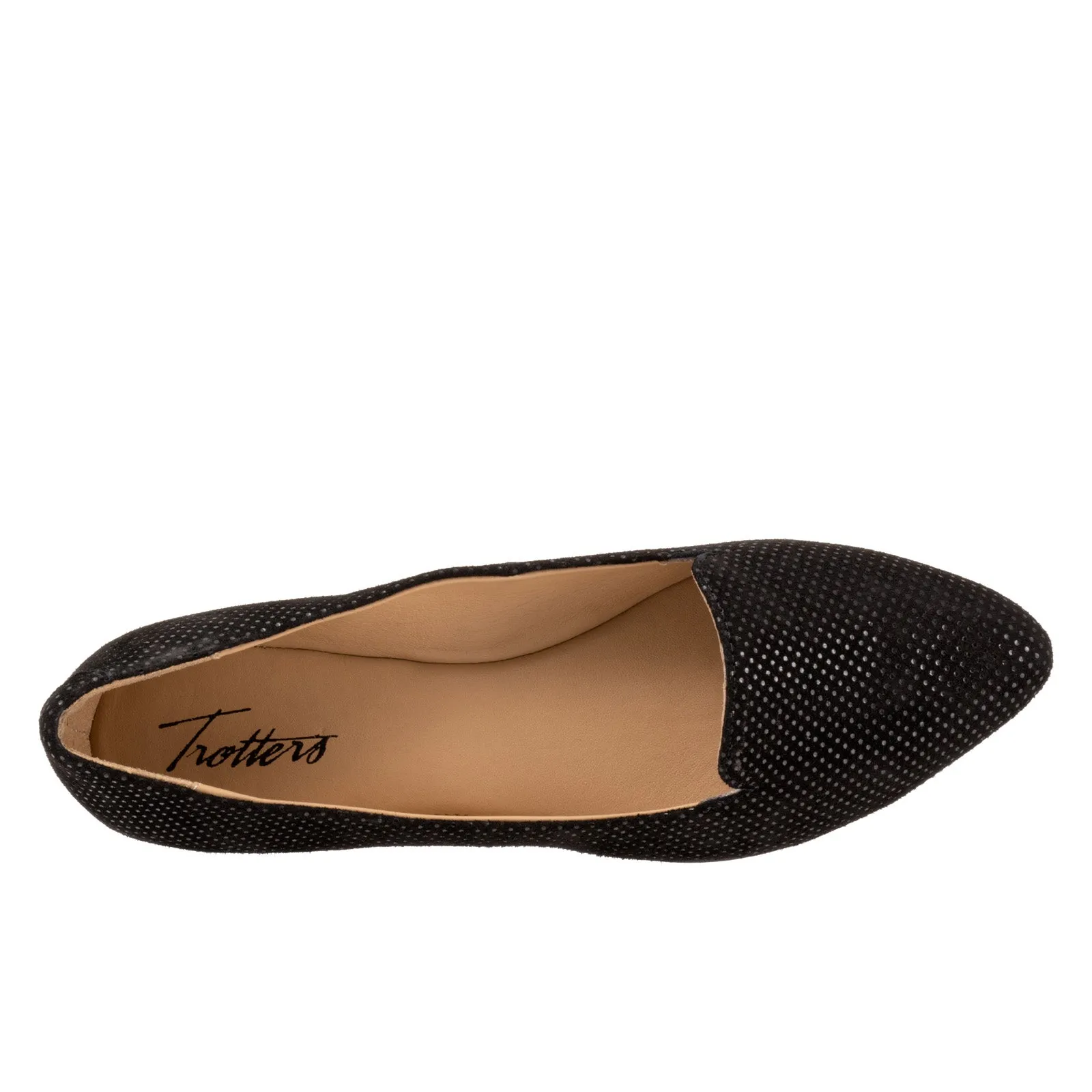 Trotters Harlowe T1707-053 Womens Black Narrow Suede Ballet Flats Shoes