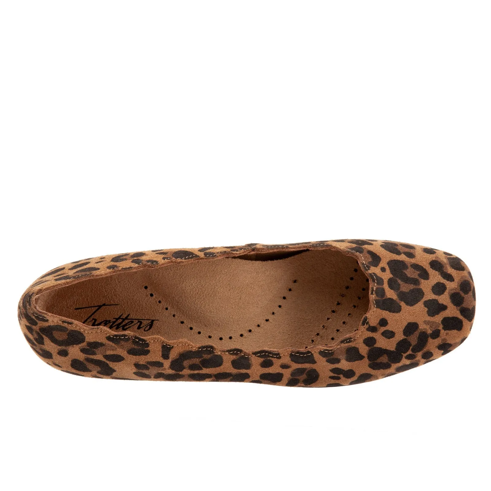 Trotters Sabine T2255-910 Womens Brown Wide Suede Slip On Ballet Flats Shoes