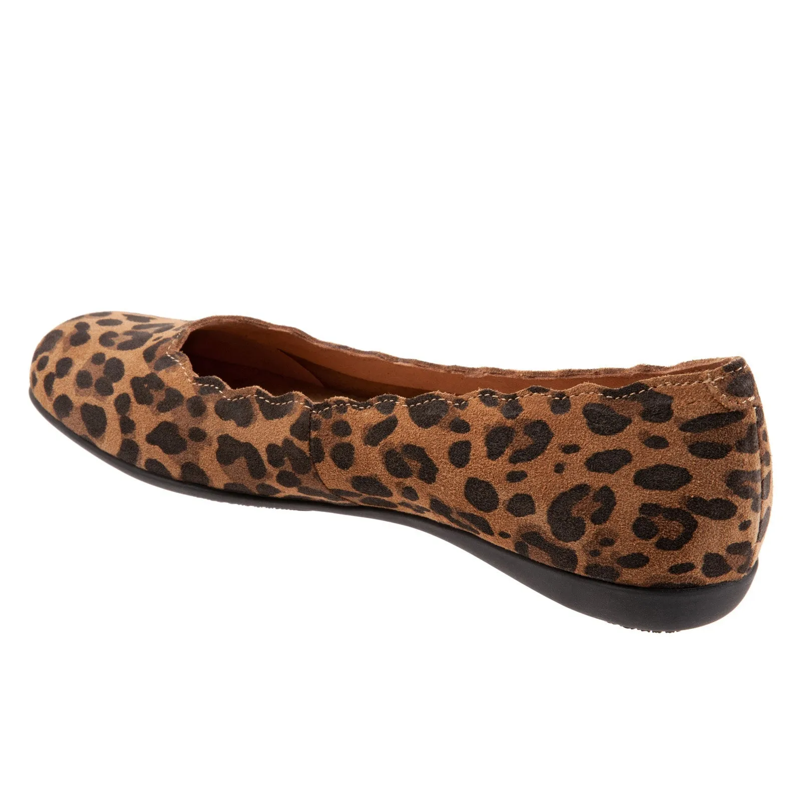 Trotters Sabine T2255-910 Womens Brown Wide Suede Slip On Ballet Flats Shoes