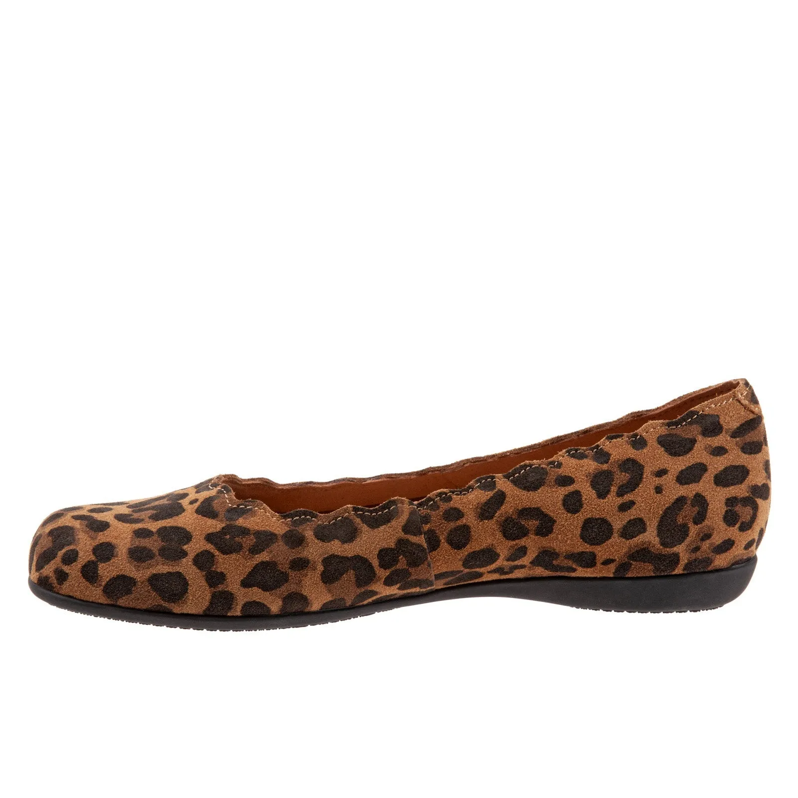 Trotters Sabine T2255-910 Womens Brown Wide Suede Slip On Ballet Flats Shoes