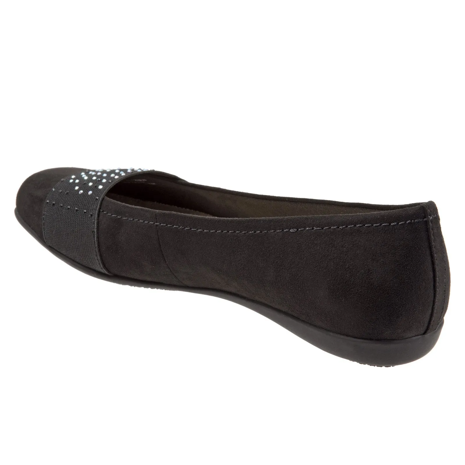 Trotters Samantha T1812-101 Womens Black Extra Wide Leather Ballet Flats Shoes