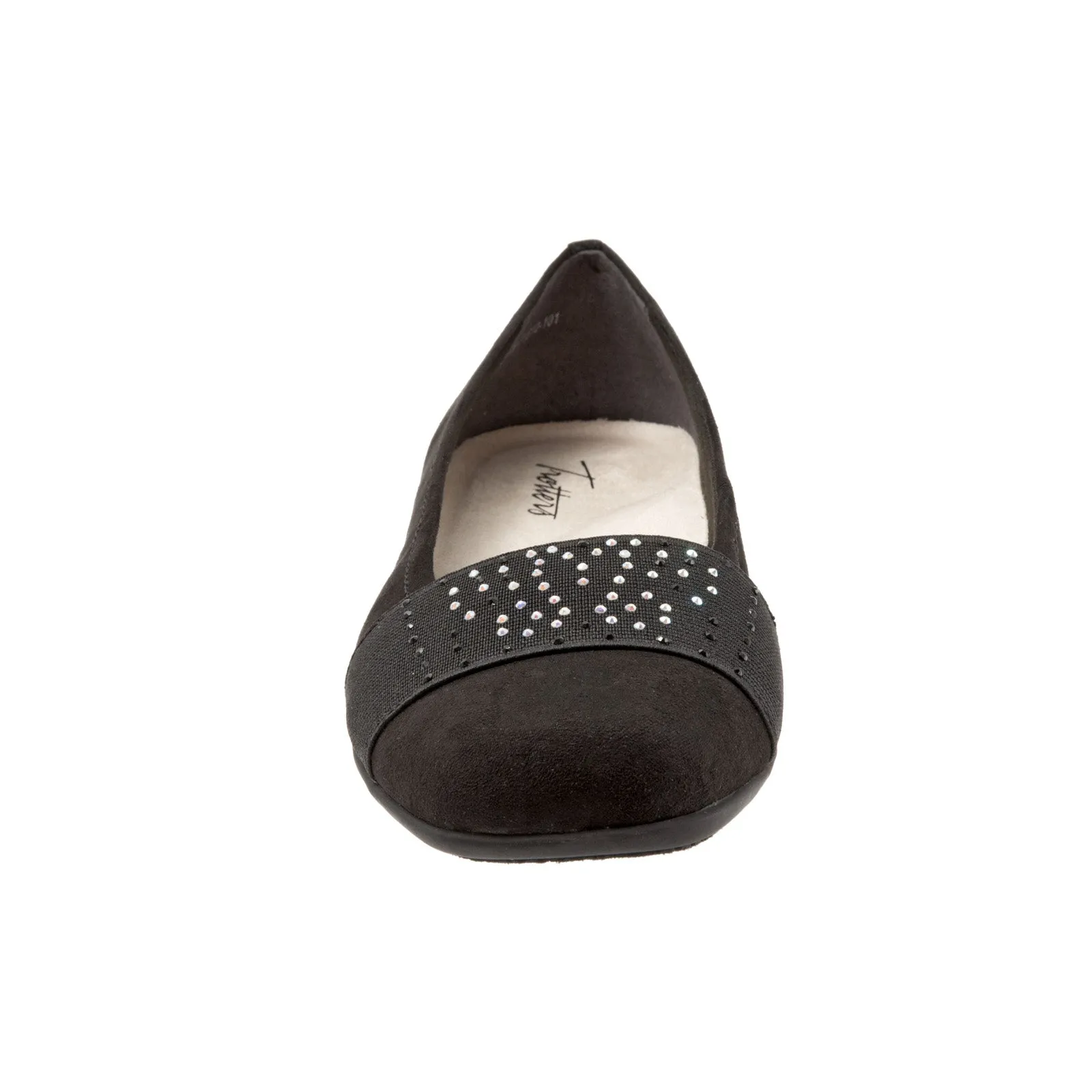 Trotters Samantha T1812-101 Womens Black Extra Wide Leather Ballet Flats Shoes