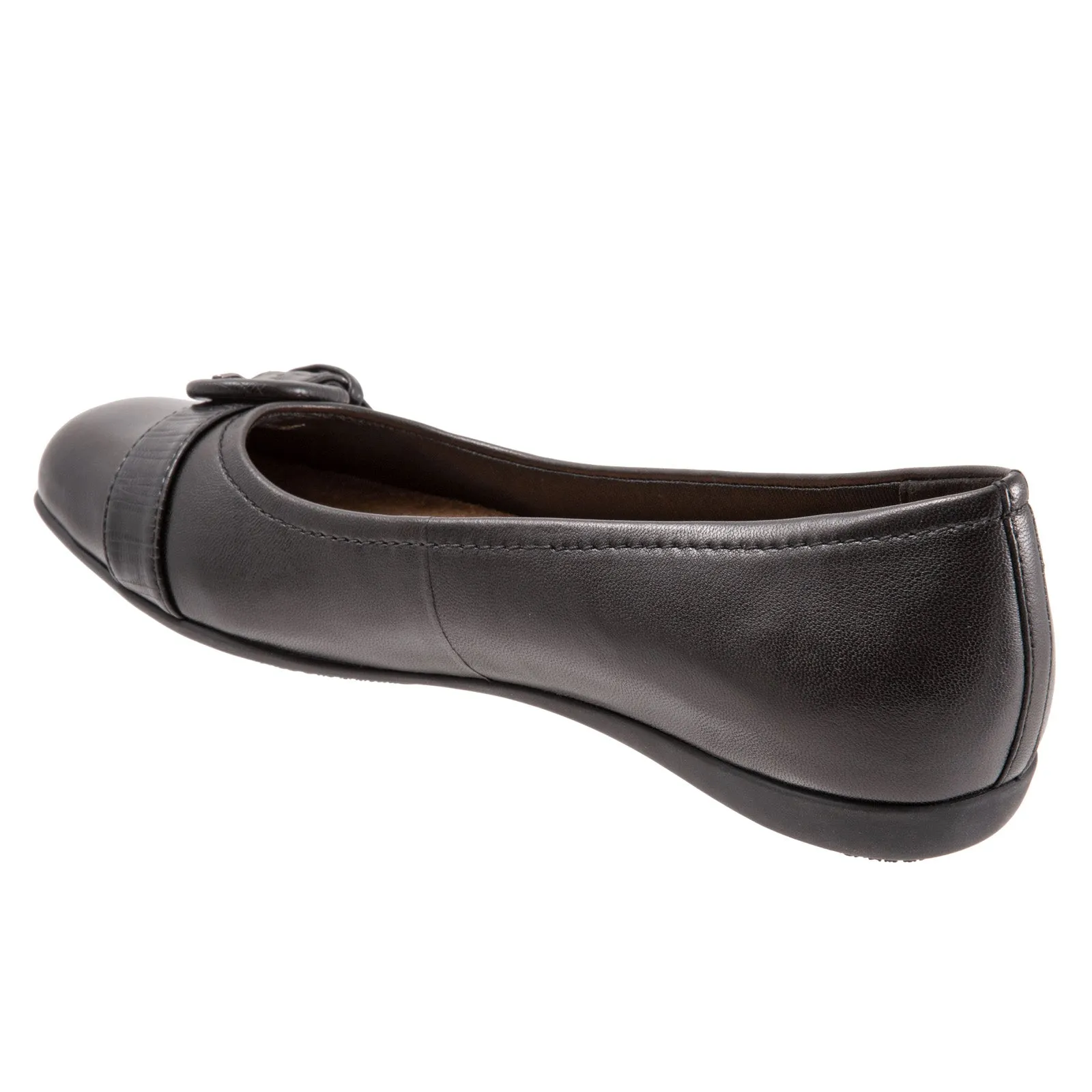 Trotters Sylvia T2166-001 Womens Black Leather Slip On Ballet Flats Shoes