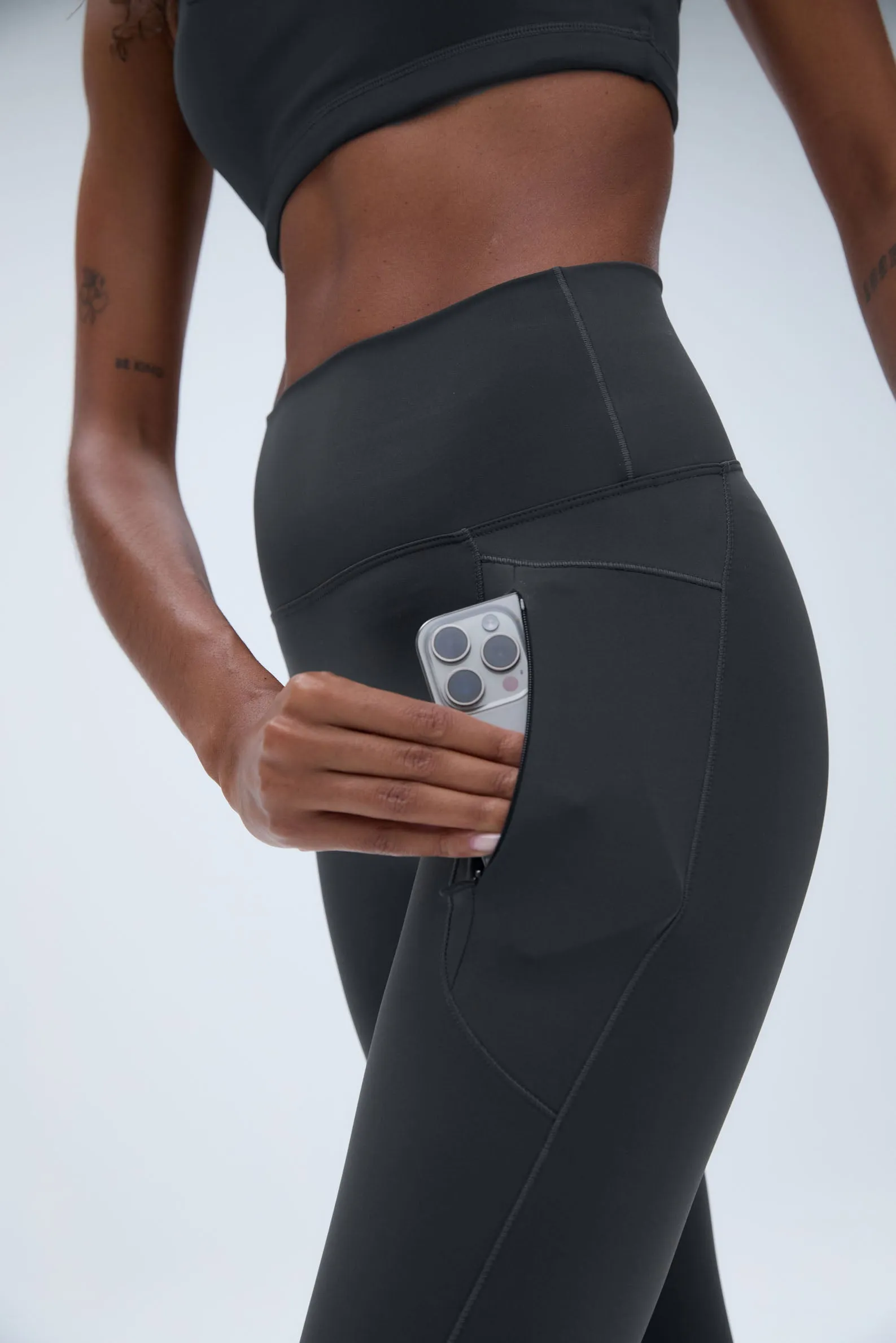 Ultimate Seam Detail Zip Pocket Leggings - Graphite Grey