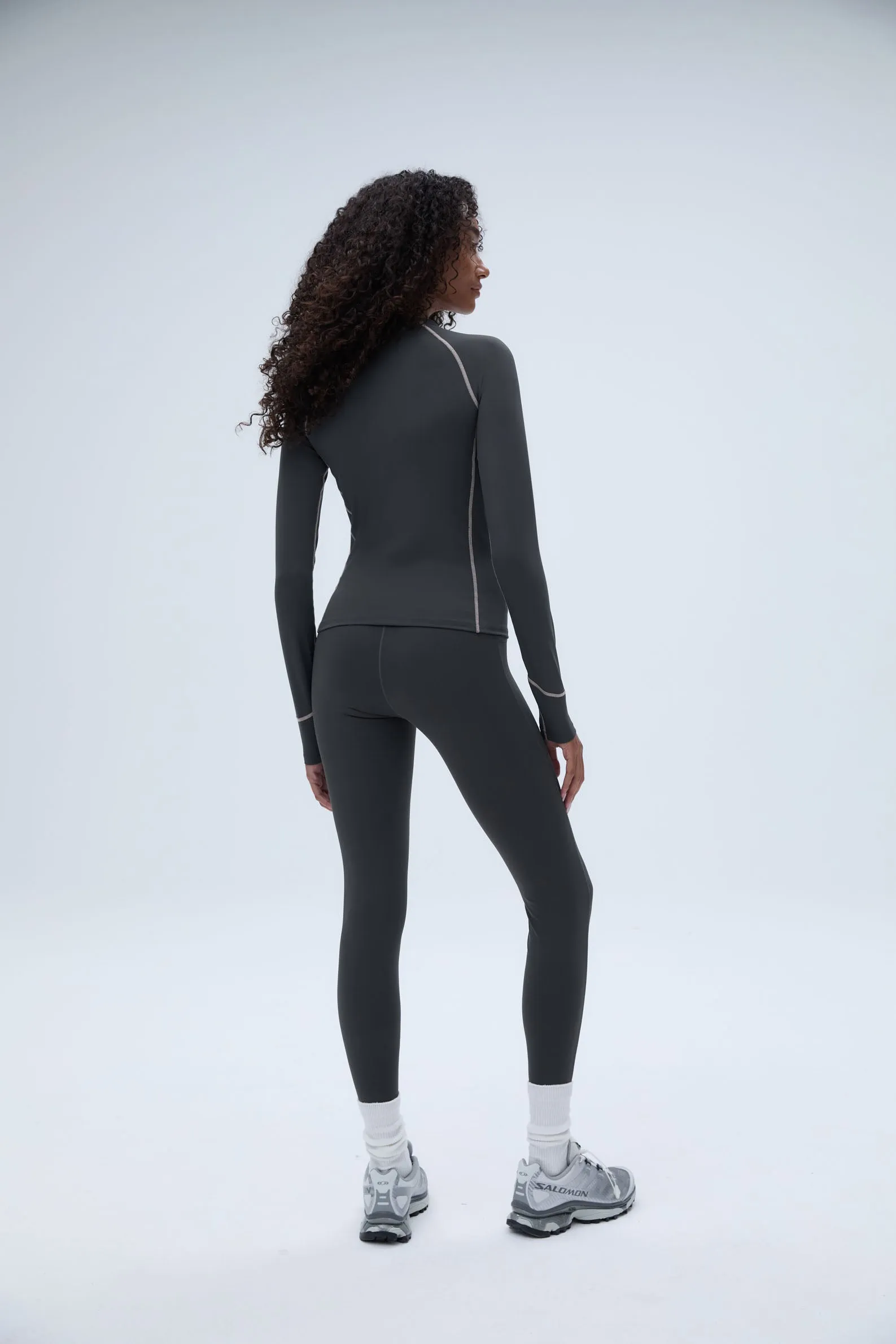 Ultimate Seam Detail Zip Pocket Leggings - Graphite Grey