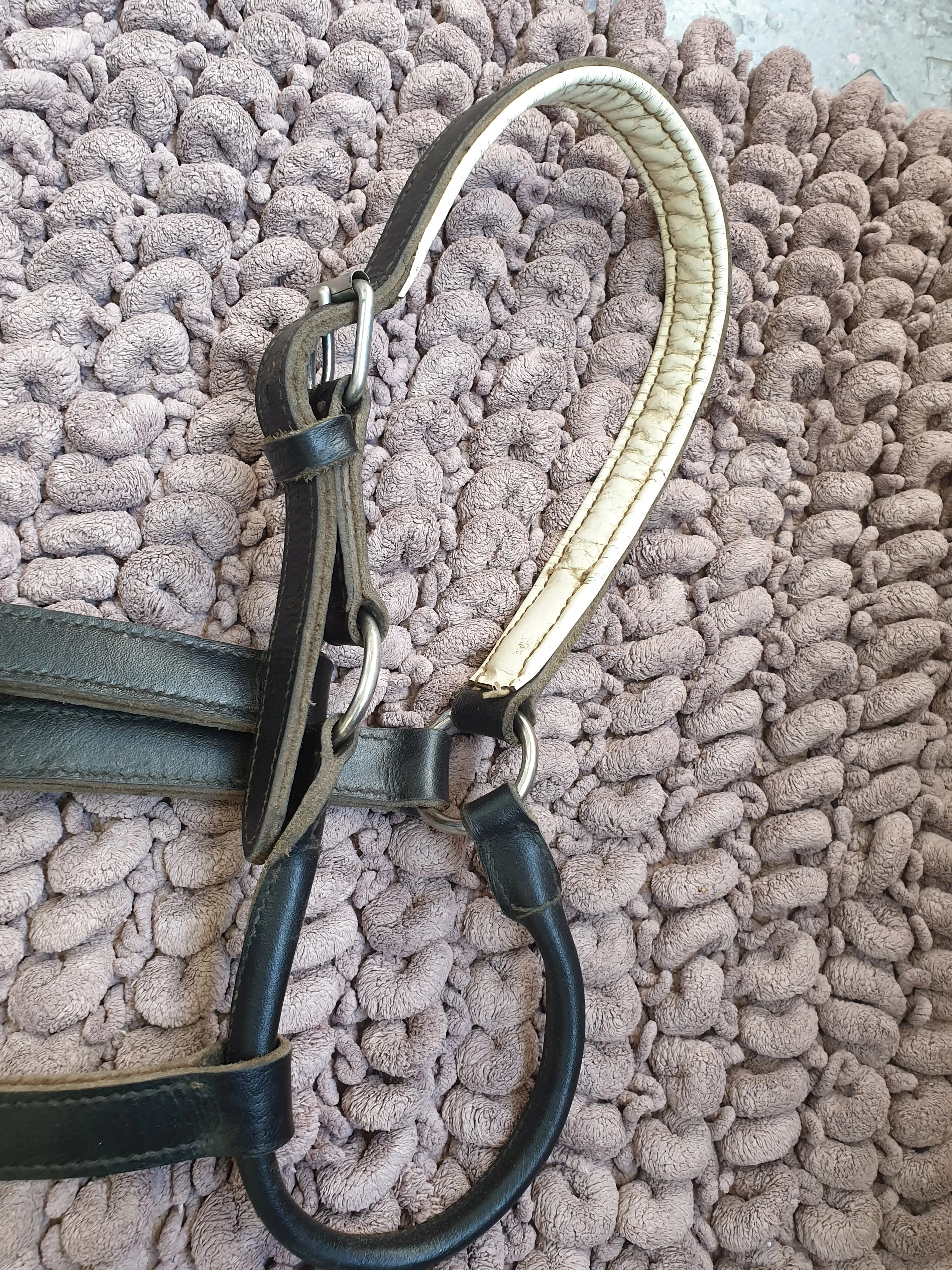 Used black leather cob size headcollar FREE POSTAGE☆