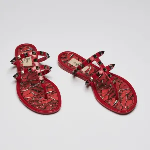 Valentino Red Jelly Rockstud Sandals Size 35
