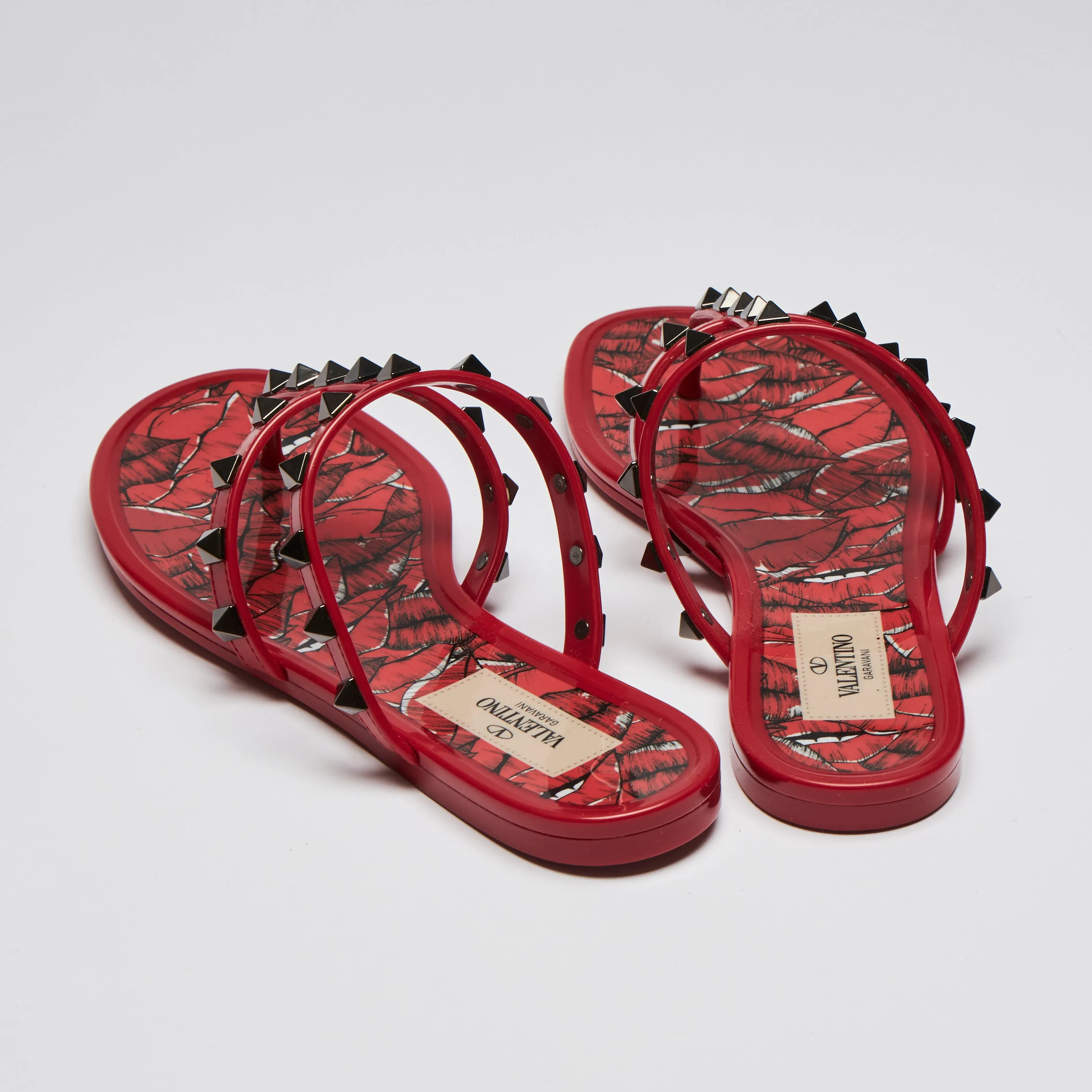 Valentino Red Jelly Rockstud Sandals Size 35