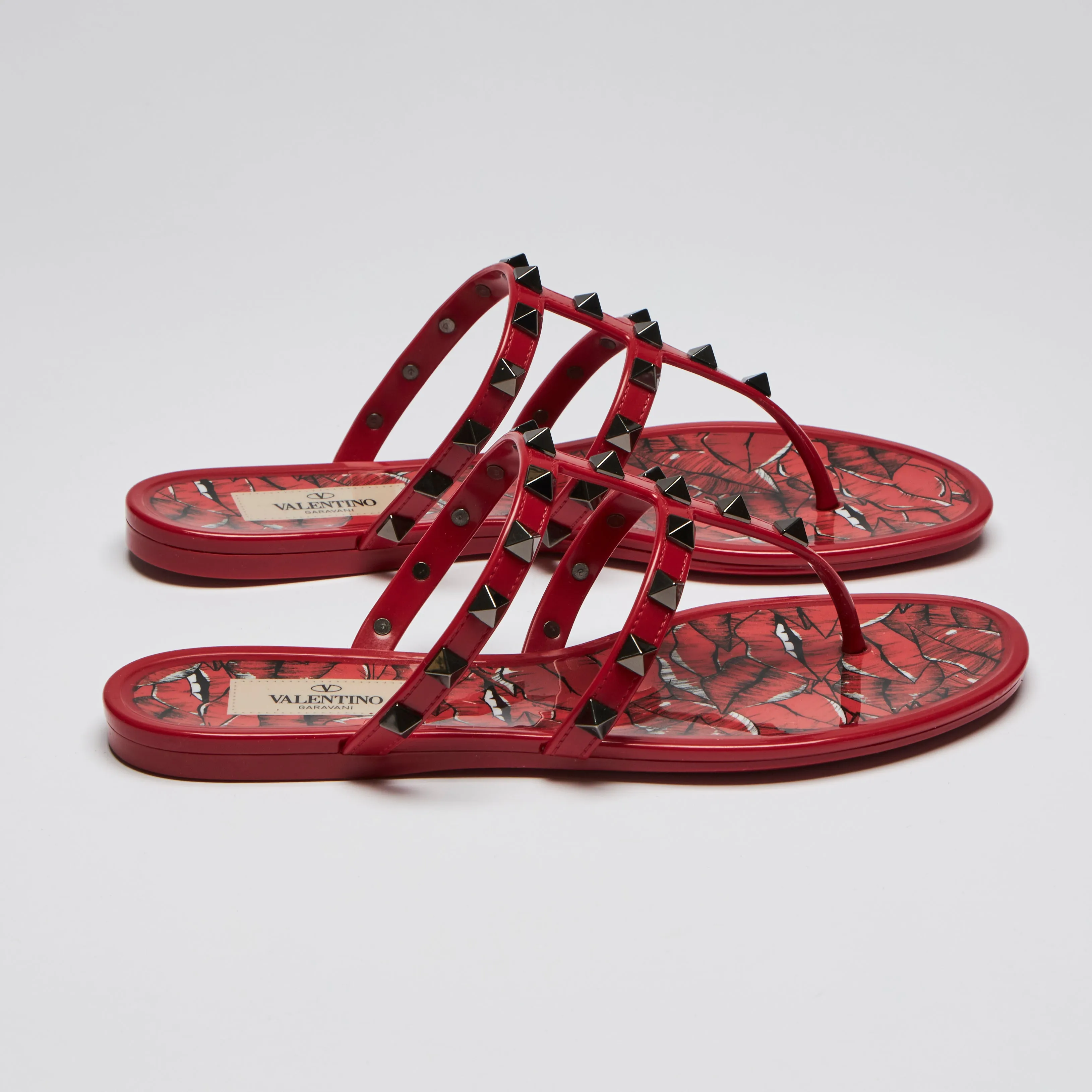 Valentino Red Jelly Rockstud Sandals Size 35