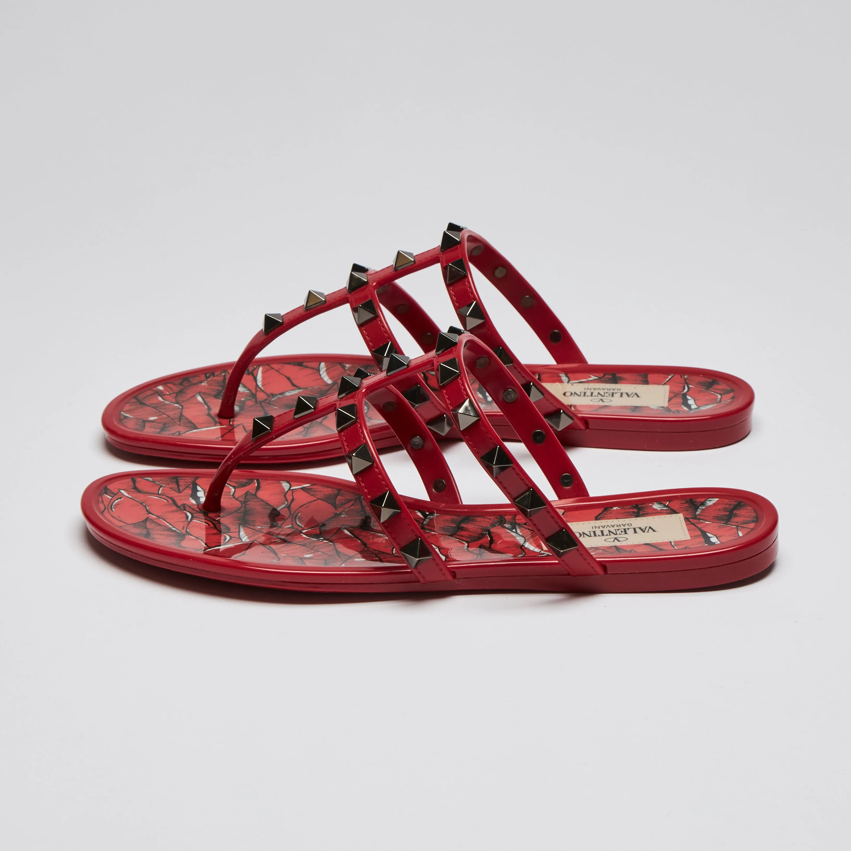 Valentino Red Jelly Rockstud Sandals Size 35