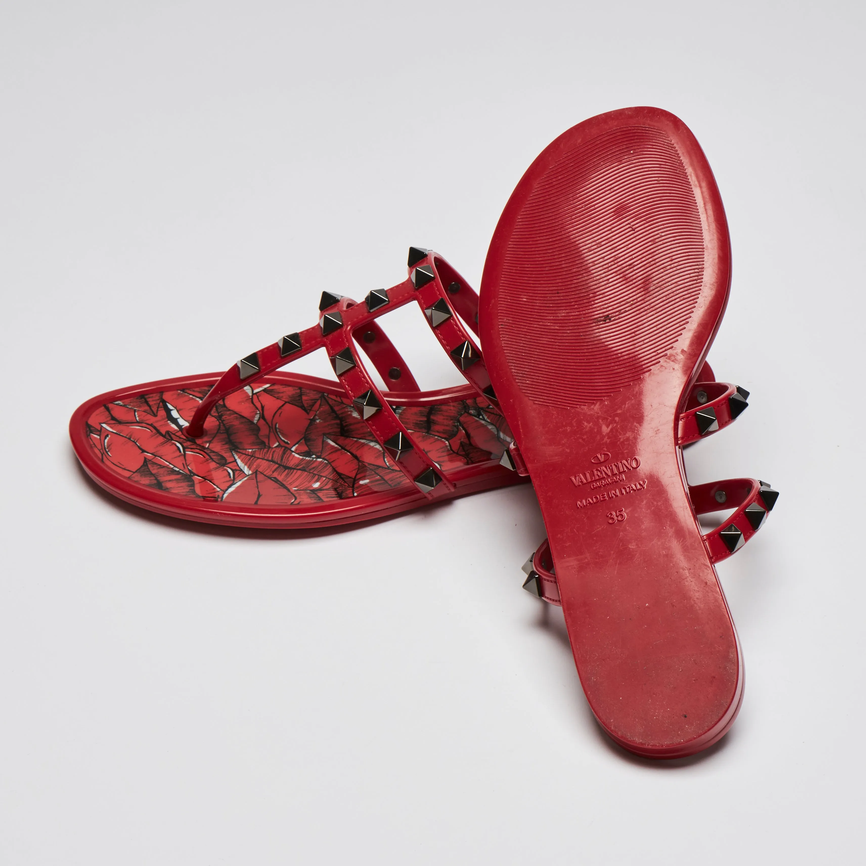 Valentino Red Jelly Rockstud Sandals Size 35