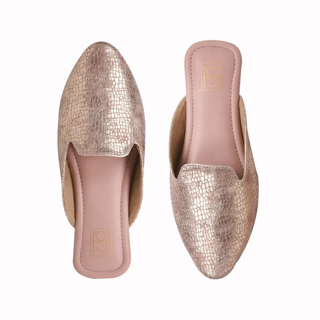 Vegan Skin Metallic Slip On Mules