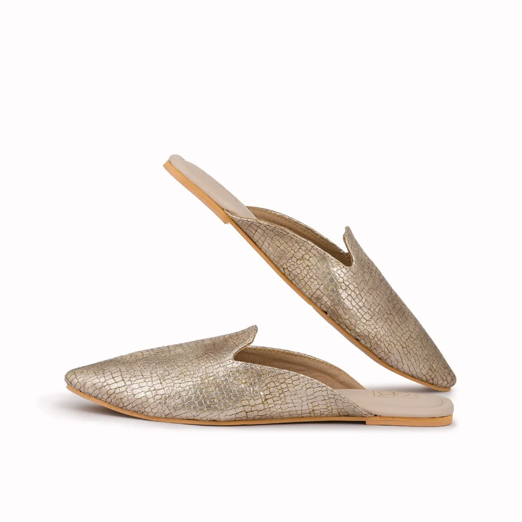 Vegan Skin Metallic Slip On Mules