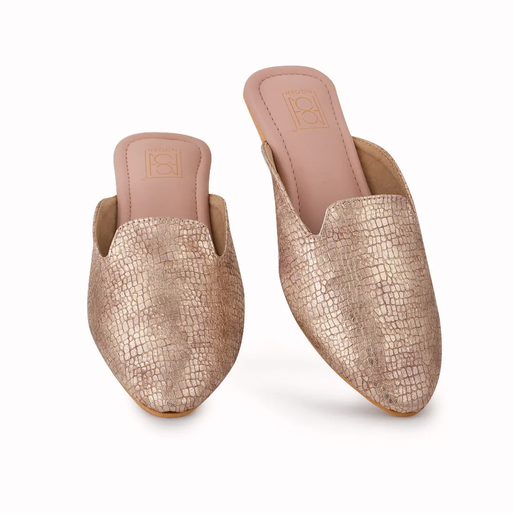 Vegan Skin Metallic Slip On Mules