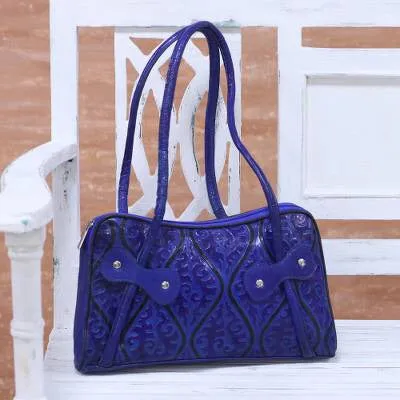 ‘Waves of Wonder’ Blue Leather Baguette