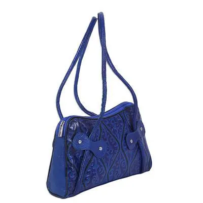 ‘Waves of Wonder’ Blue Leather Baguette