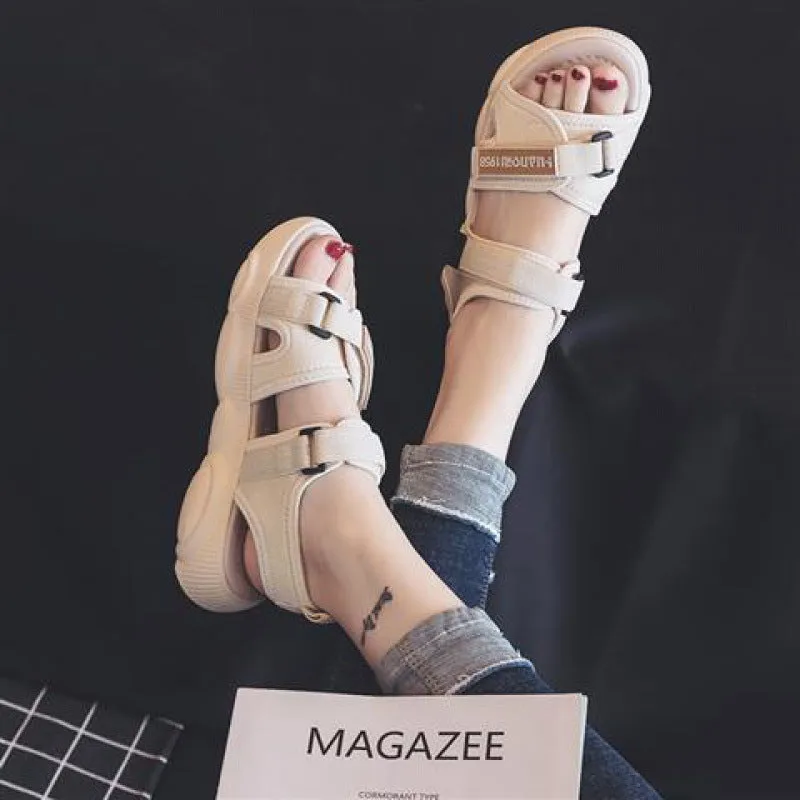 White Outdoor Flat Sandals Female Summer Platform Sports Sandals