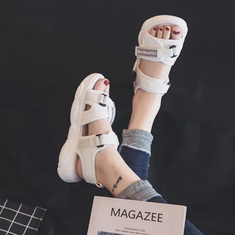White Outdoor Flat Sandals Female Summer Platform Sports Sandals
