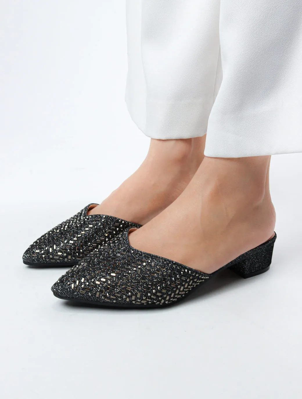 Women's Bling Block Mules
