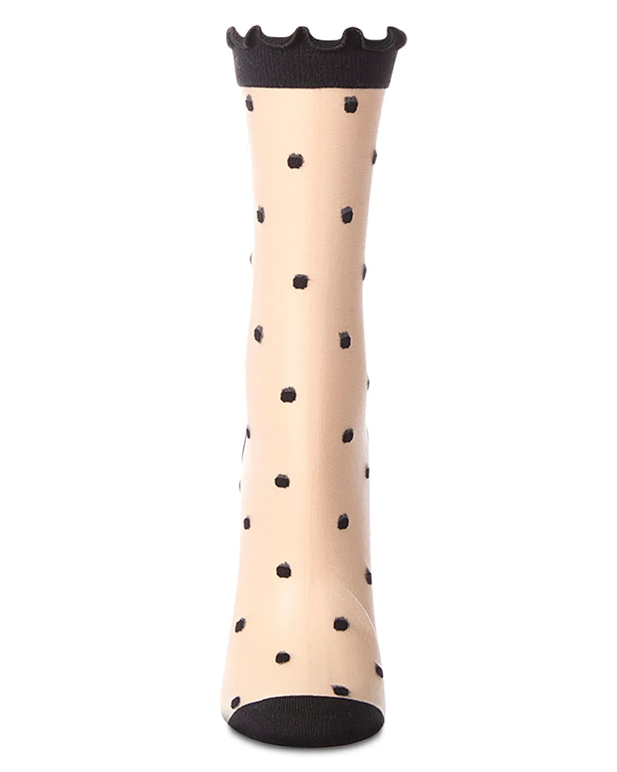 Women's Polka Dot Bow-Cuff Sheer Crew Sock