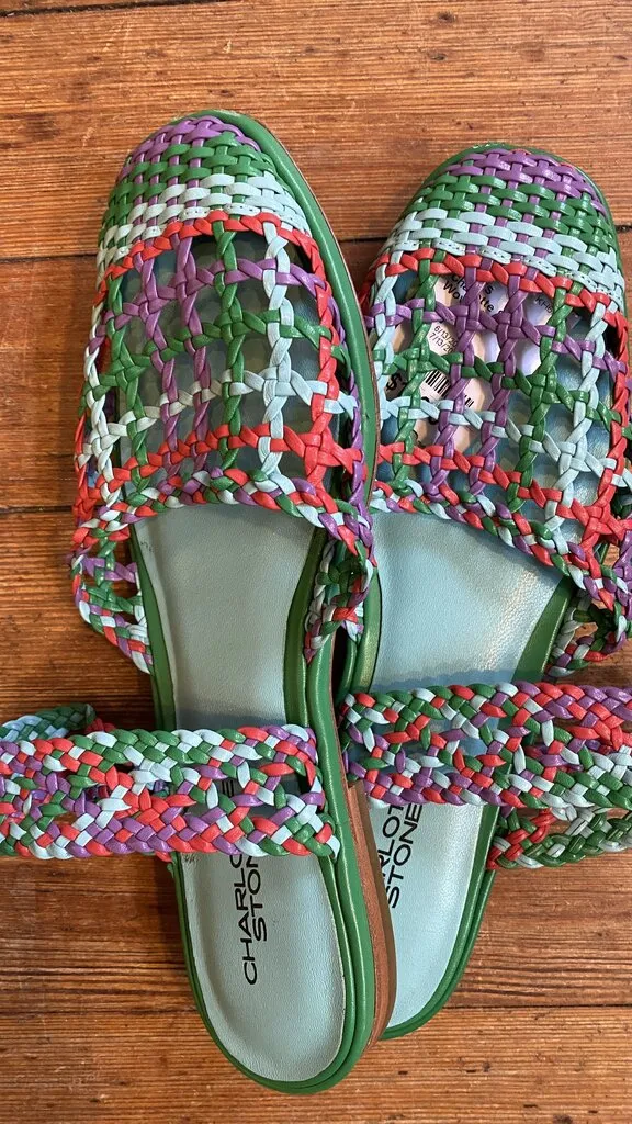 Woven Leather Mary Jane Mules