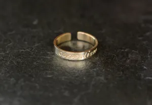 Yellow 14k gold toe ring stamped with carpe diem - can be worn as a midi ring or pinky ring