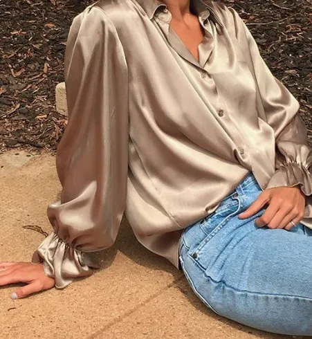 Yves St. Laurent pleated silk blouse Size 6UK